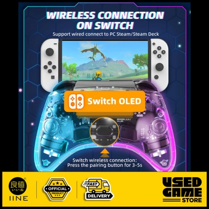 IINE Ares Wireless Pro Controller with RGB Light for Nintendo Switch / Android / iOS / PC / Steam