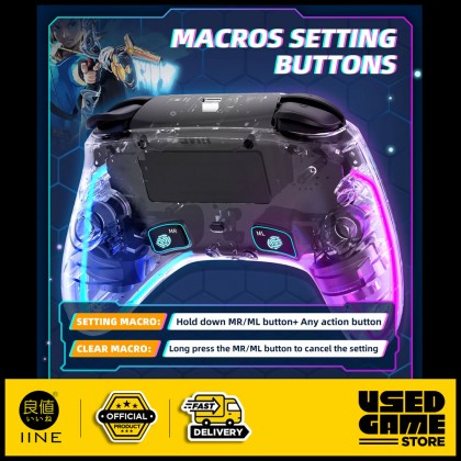 IINE Ares Wireless Pro Controller with RGB Light for Nintendo Switch / Android / iOS / PC / Steam