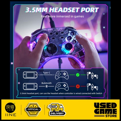 IINE Ares Wireless Pro Controller with RGB Light for Nintendo Switch / Android / iOS / PC / Steam