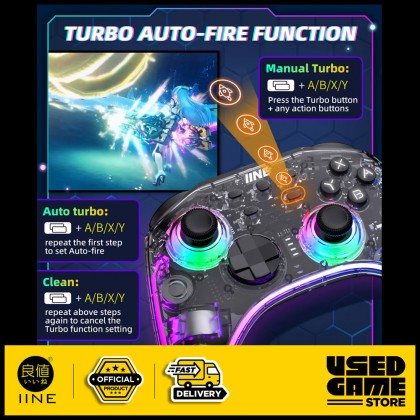 IINE Ares Wireless Pro Controller with RGB Light for Nintendo Switch / Android / iOS / PC / Steam