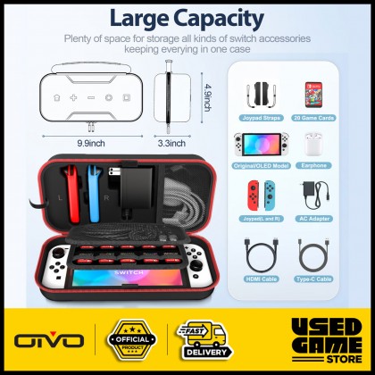 OIVO Large Storage Carrying Case Anti-Scratch Waterproof Travel Bag for Nintendo Switch