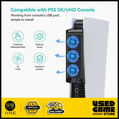 IINE Cooling Fan with LED Light for PS5 Digital & Disc Edition Console IINE Cooling Fan with LED Light for PS5 Digital & Disc Edition Console