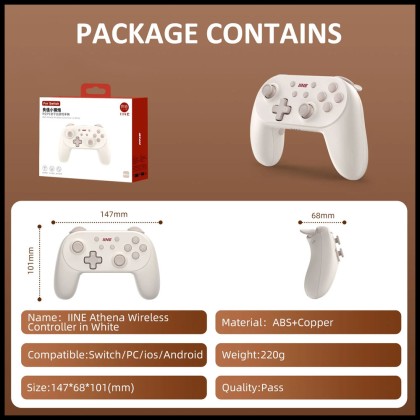 良值 lINE Athena Wireless Controller in White for Switch/PC/iOS/Android